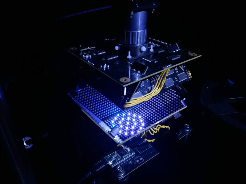 SafineAI's new type of microscope that uses a bowl studded with LED lights of various colors and lighting schemes produced by machine learning.