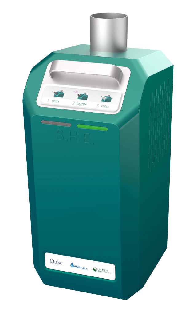 S.H.E. is a fully automated, sterile, sanitary pad disposal unit engineered to provide dignity and privacy, waste reduction and safe hygiene.